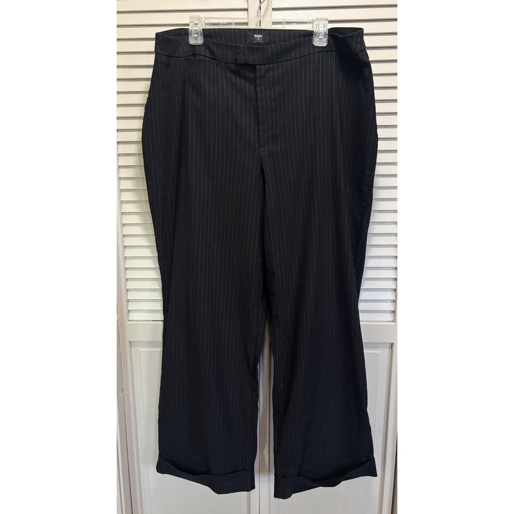 Mossimo Black Striped Dress Pants Size 20W Mid Rise Pocket Zip/Slide Cuffed